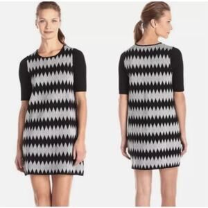 BCBGeneration Dress Black Gray Diamond Knit Short Sleeve XS